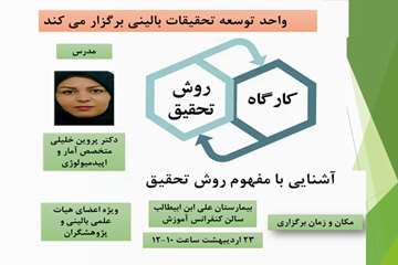 کارگاه  روش تحقیق وآشنایی بامفهوم روش تحقیق
مدرس خانم دکتر خلیلی